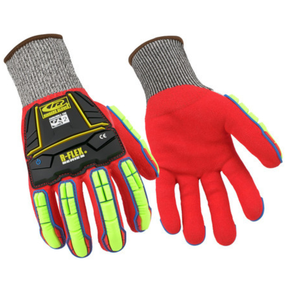 ANSELL R068 - RINGERS® KNITTED WITH FULLY DIPPED HPPE RED NITRILE COATED IMPACT GLOVES